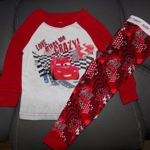 Disney Cars Love Drives Me Crazy 2 PC Pajamas NEW